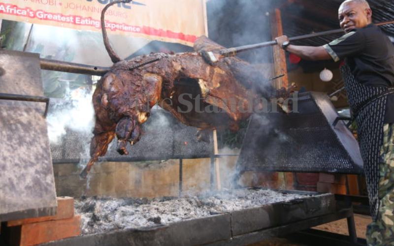 Full bull roast at the Carnivore Restaurant.