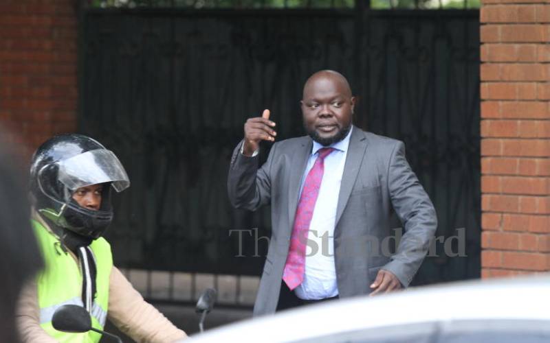 Wanjigi’s lawyer Osiemo outside his offices.