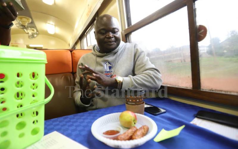 Passenger sampling First Class comforts.