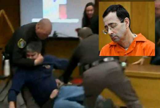Nassar sentencing hearing halted as father lunges at disgraced doctor