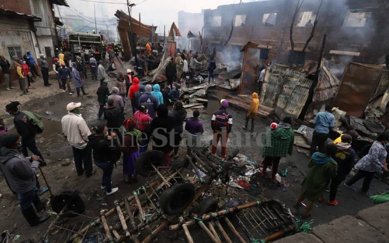 Traders at razed section of Gikomba
