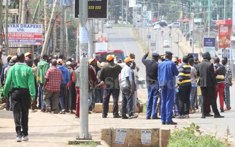 Police holding back Jimi Wanjigi’s supporters.