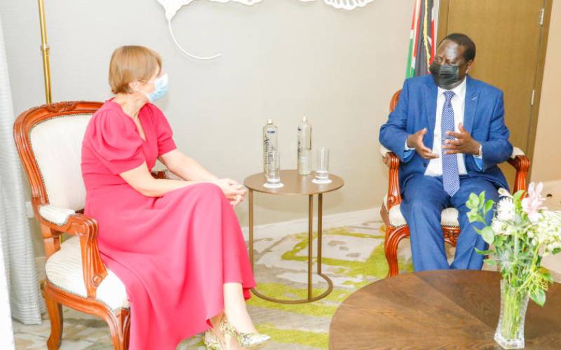 President Kersti in a meeting with Raila Odinga   