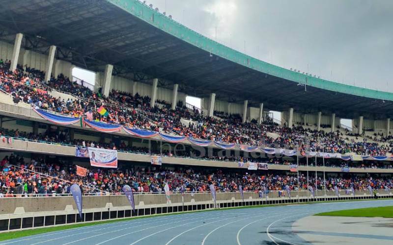 Raila’s supporters at Kasarani Stadium stands. 
