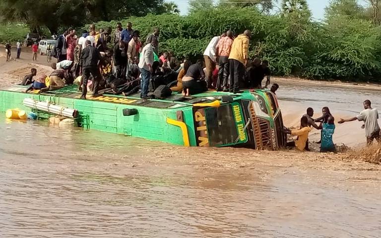 36 people escape death in Lodwar after matatu slips in flooded river