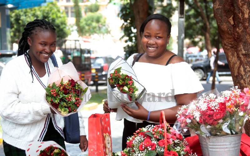 Bellah and Clare all smiles, Muindi Mbingu St.