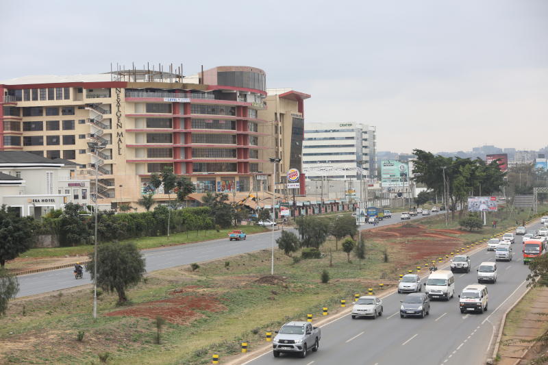 NextGen Mall along Mombasa Road on September 1, 2018. it is difficult for pedestrians to cross the road at night. [Edward Kiplimo,Standard]
