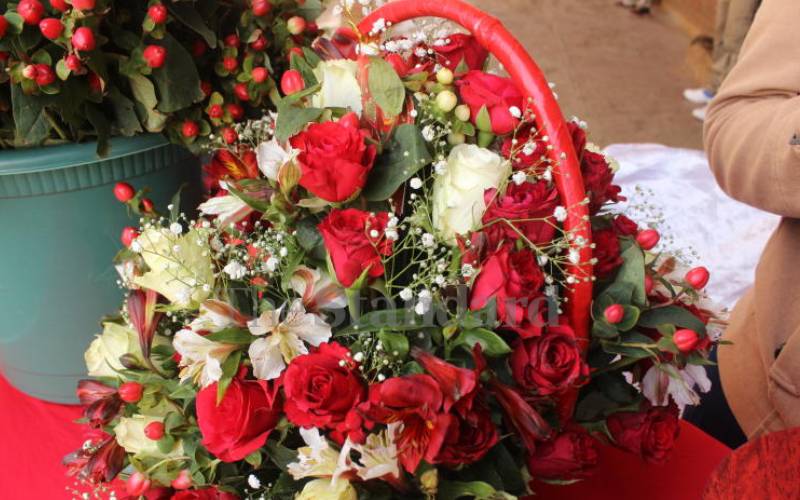 Roses on sale at a stall in Eldoret, Uasin Gishu.