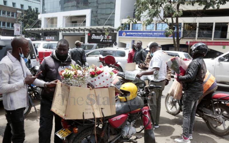 Riders packing deliveries at City Market, Nbi.