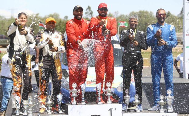 Patel gives himself a pat on the back after Equator Rally win