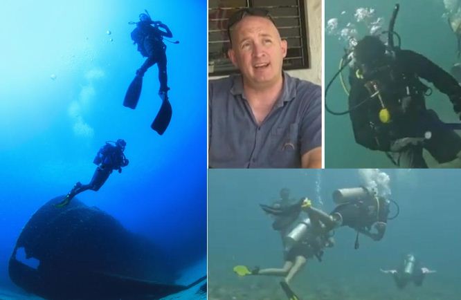 Scuba diver on a wheelchair is an instructor with a different touch
