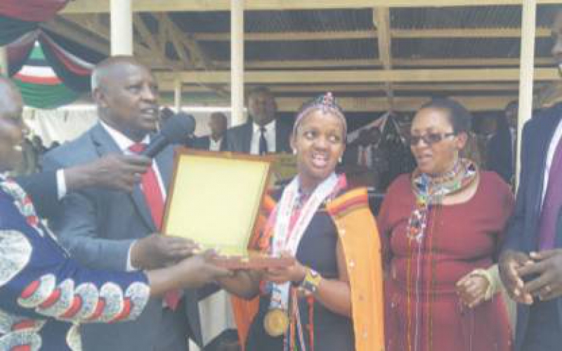 Girl with disability feted for winning gold