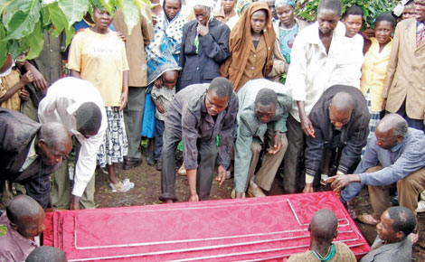 SDLF leader Wycliffe Matwakei burial in Mt Elgon in 2008. . [PHOTOS: FILE/ STANDARD]