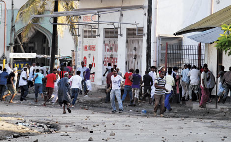 A section of muslims protest in Mombasa.  [PHOTO: MAARUFU MOHAMED]