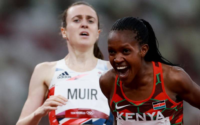 Laura Muir (left) of Britain finished second.