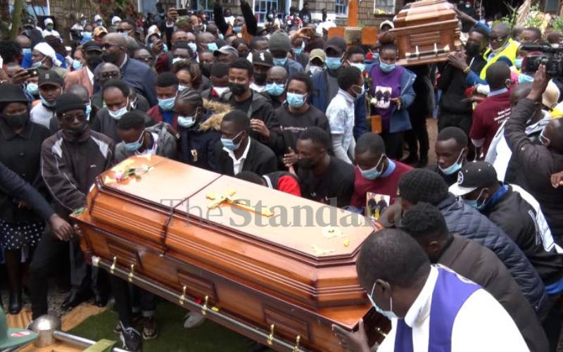 Brothers' caskets ferried to the gravesite, Embu