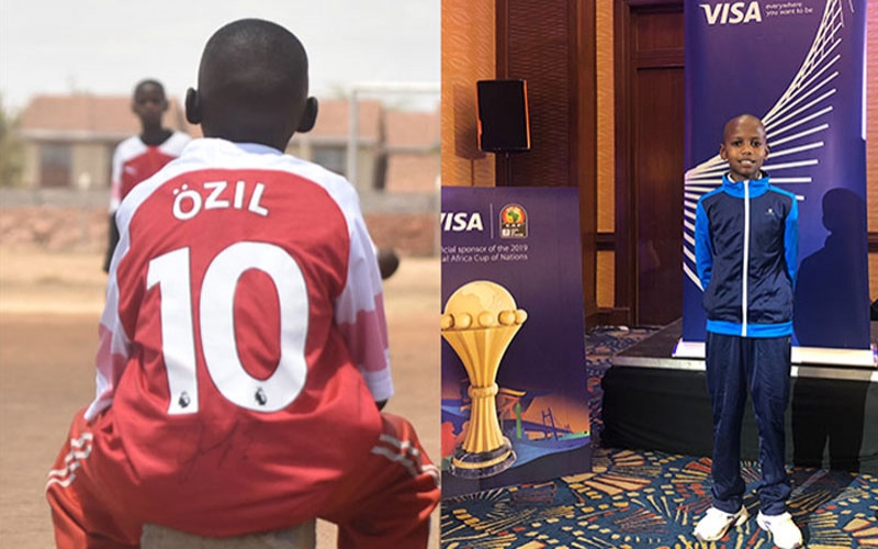 Dreams come true: ‘Ozil boy’ Masira walks on the pitch as child mascot at AFCON quarter-final tie (Photos)