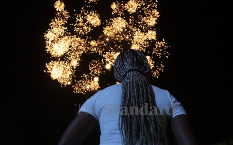 Colorful light shows of fireworks in Nairobi's sky