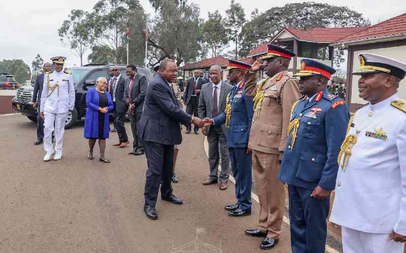 Uhuru Kenyatta arrives at Ulinzi Sports Complex.