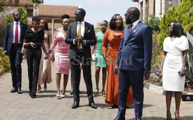 William Ruto's family exit their Karen residence.