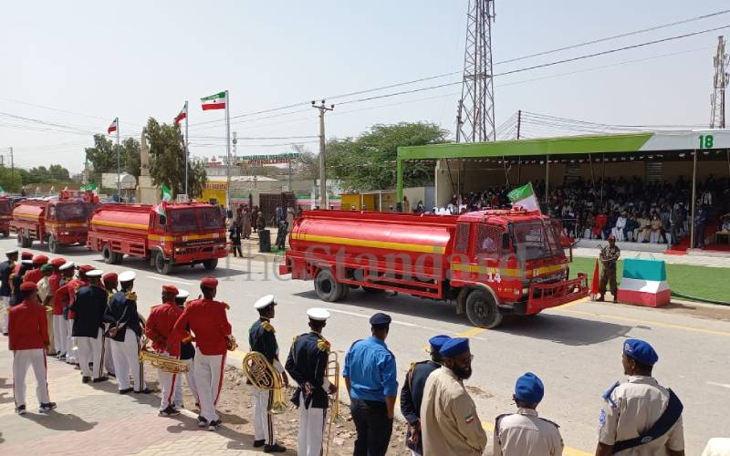 Somaliland Fire Brigade firefighters on parade