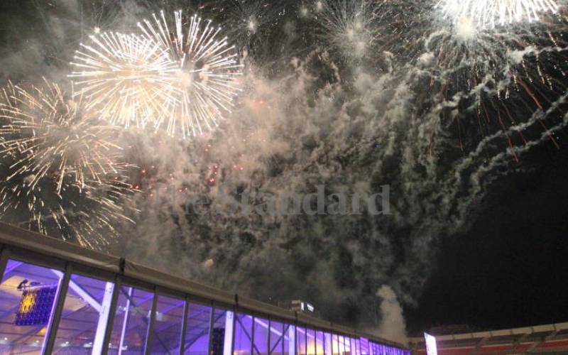 Fireworks at Nyayo Stadium during the launch.