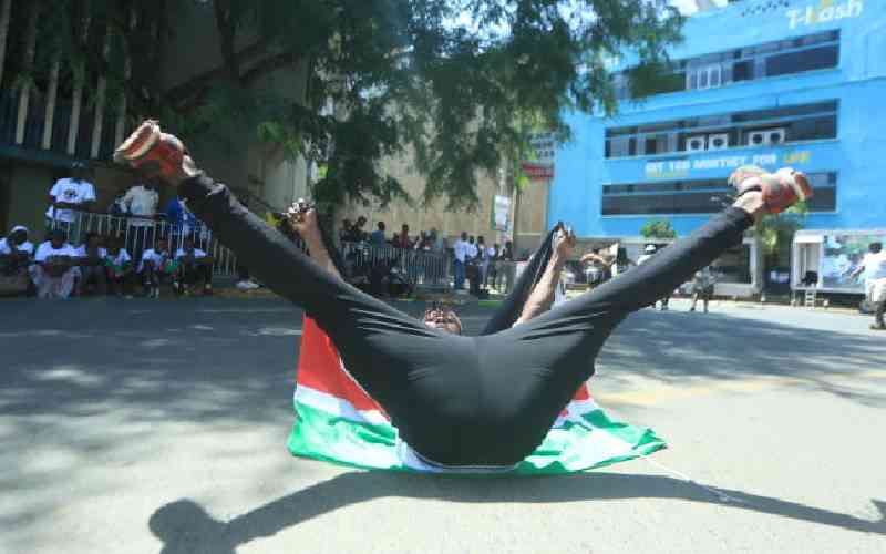 Youths celebrate on the streets ahead of Raila Odinga's AUC Chairmanship vote