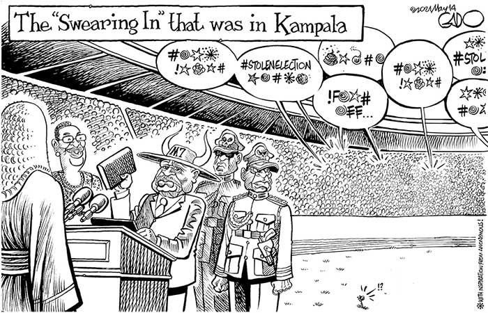 Editorial cartoon: The 'Swearing In' That Was In Kampala