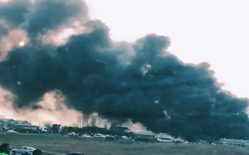 Huge fire engulfs warehouse in Athi River