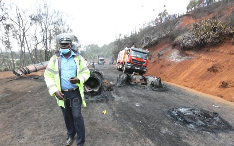A policeman at the scene of the explosion. 