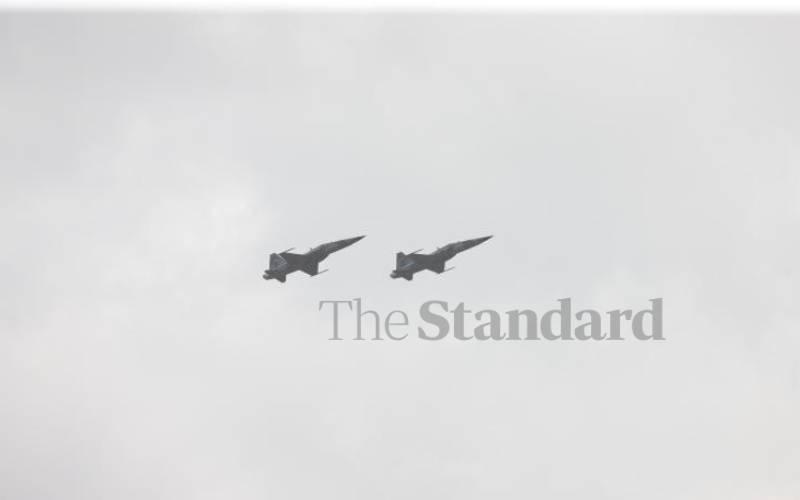 A fly-past by Kenya Airforce (KAF) aircrafts.