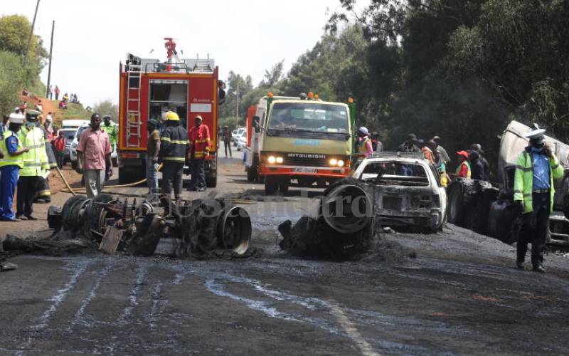 Firefighters and first responders at the scene.