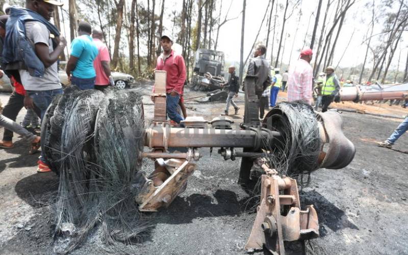 Roadside trees and bushes caught fire.