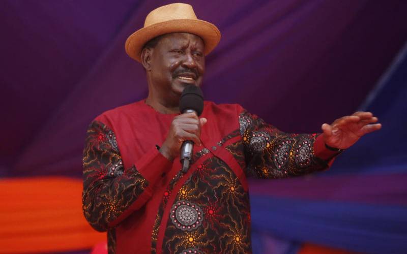 Azimio La Umoja presidential candidate Raila Odinga during a previous function.[Kipsang Joseph,Standard]