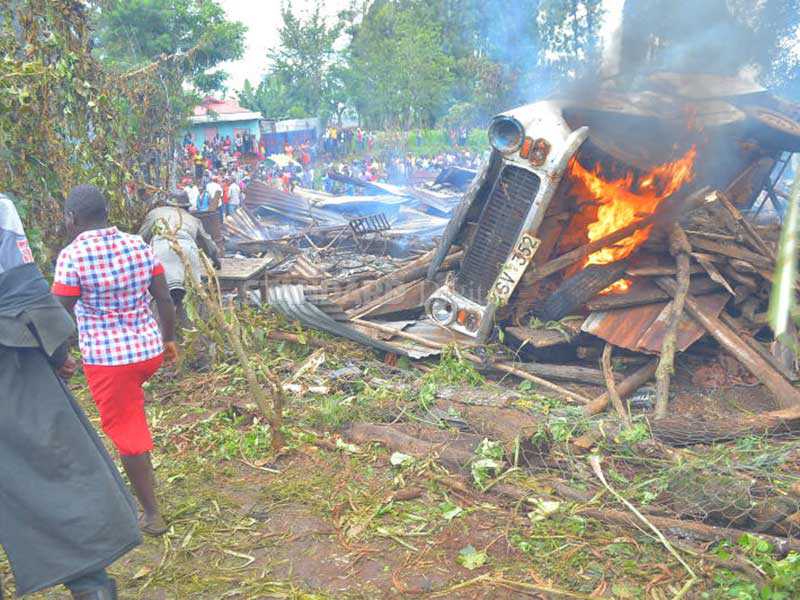 Angry villagers set trader's business empire ablaze