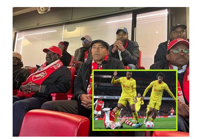 Raila witness Arsenal’s 2-0 defeat to Liverpool at Emirates Stadium
