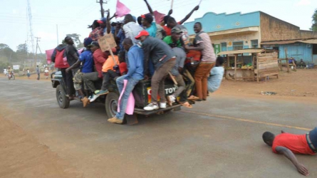 Big tumble: Man falls off campaign vehicle in Meru