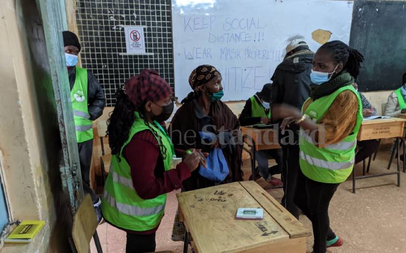 IEBC officials readying voting materials at Karuri