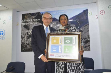 Foreign Affairs CS Amina Mohammed launches global environment postal stamps