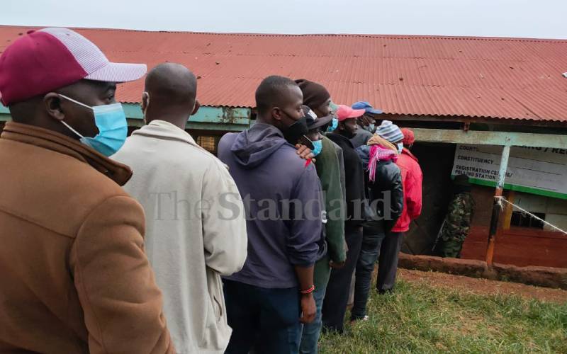 Voters queue to vote at Karuri Primary School