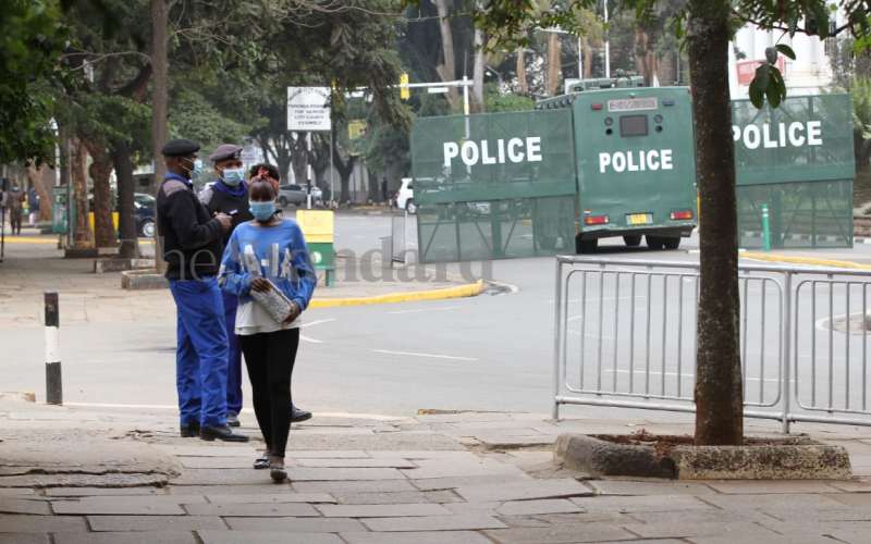Police officers on guard to ensure security