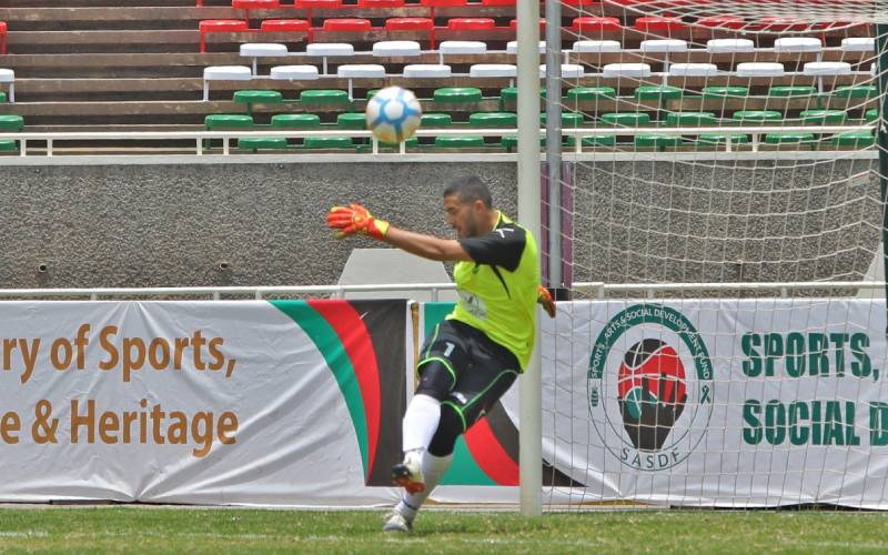 Libya's goalkeeper in action at Kasarani 