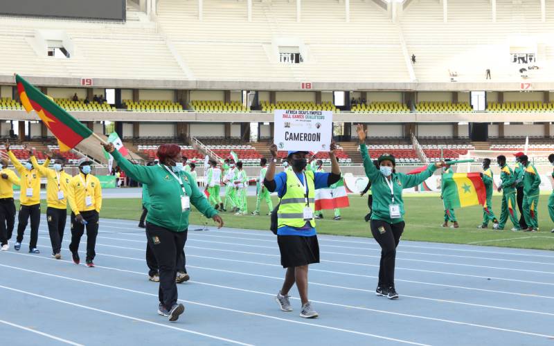 Team Cameroon takes to Kasarani Stadium