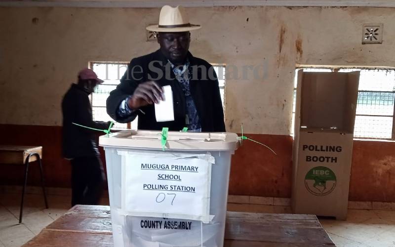 Peoples Party's Peter Njoroge casting his vote