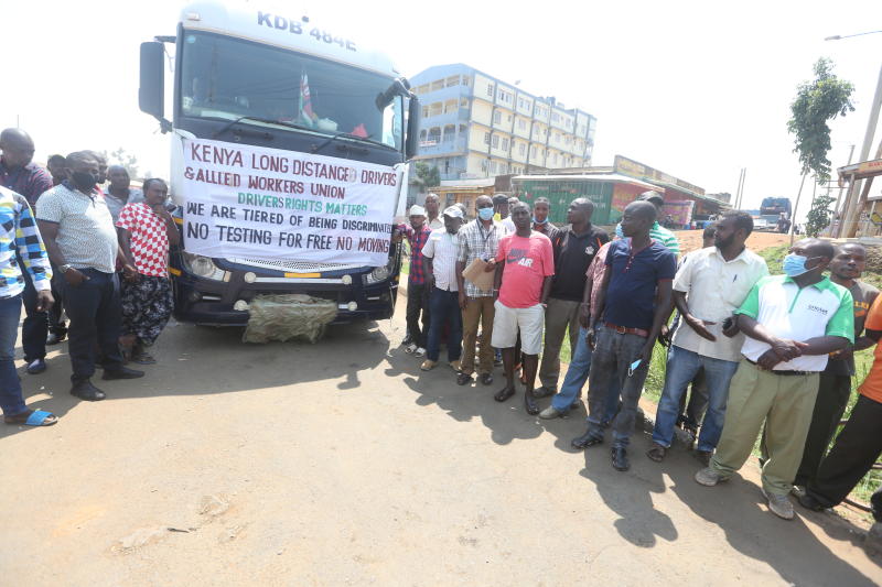 Truck drivers at Kenya-Uganda border on strike over Covid-19 tests