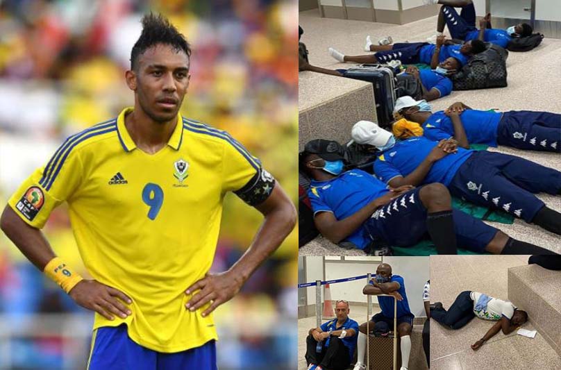 Aubameyang, Gabon lose to Gambia after sleeping on airport floor for 6 hours [PHOTOS]