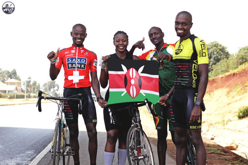 [From left inwards] David Ndatha, Justine Ouma, Gabriel Ambuko and Charles Mbugua. The first three represented the country at the Multisport World Championships in Spain (April 2019) Justine Ouma is an upcoming dedicated female duathlete who trained with the team in the weeks leading up to the event. 