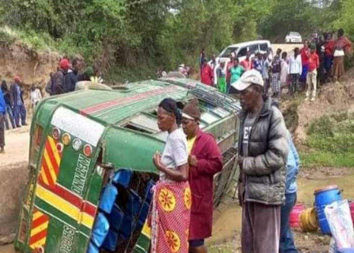Several feared dead after mini-bus rolls down bridge in Mbeere North