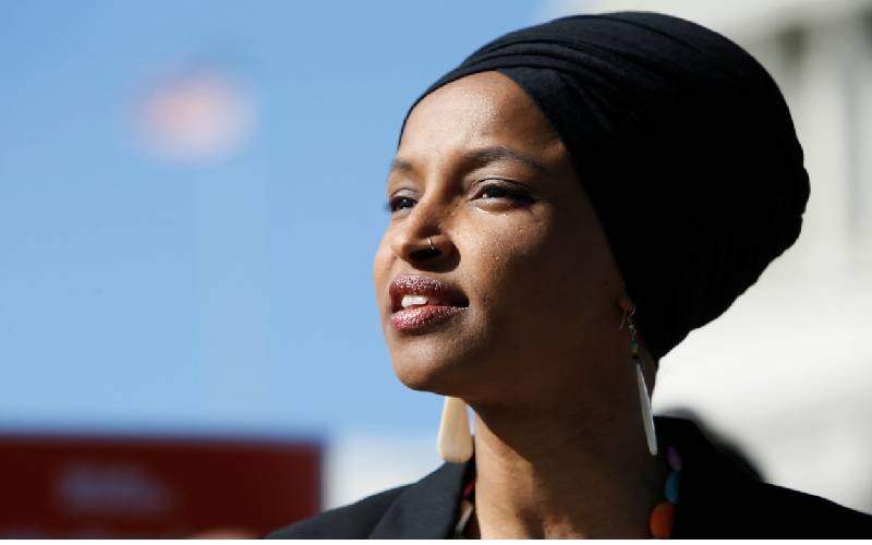 Ilhan Omar's supporters rally outside Trump event in Minnesota
