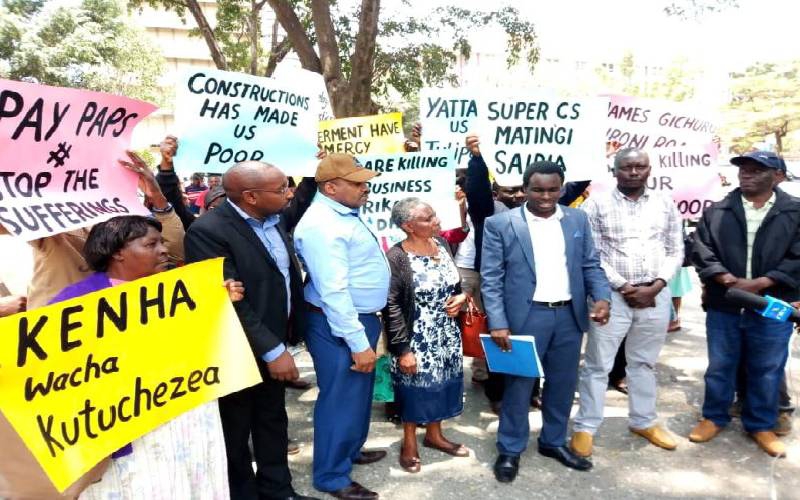 Residents camp at Treasury office to demand land compensation